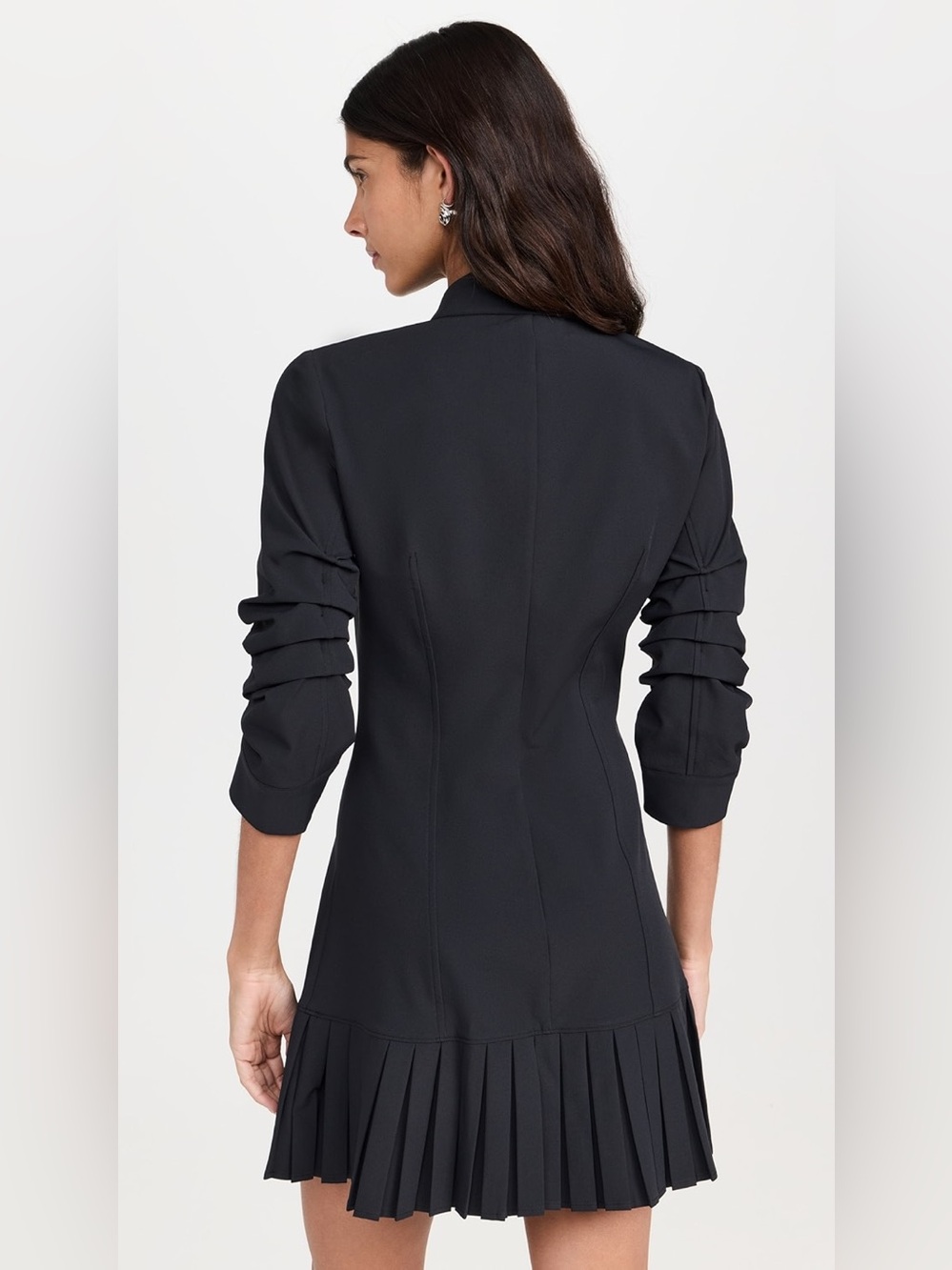 cinq a sept lucilla navy Button-Front Pleated Hem Dress - Picture 2 of 13